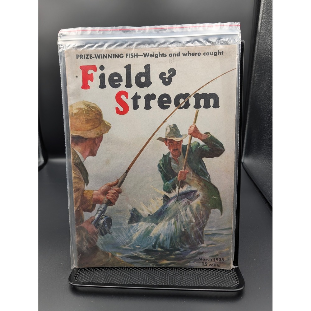 Vintage March 1938 Field & Stream Magazine Fishing Cover Hunting Camping Dogs